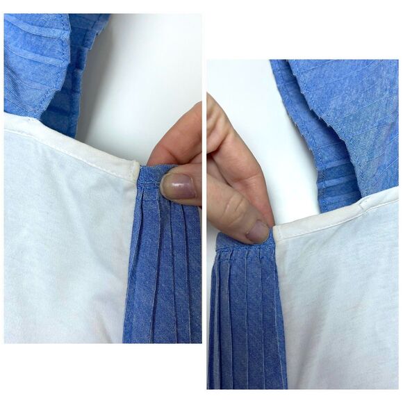 J. Crew Pleated Tiered Ruffle Tank Top/Cami in Chambray Blue - Picture 8 of 10